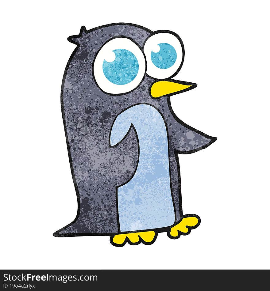 Textured Cartoon Penguin With Big Eyes