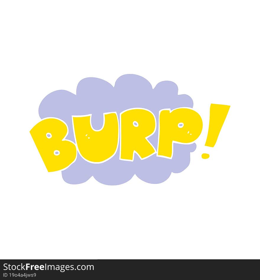 Flat Color Illustration Of A Cartoon Burp Text