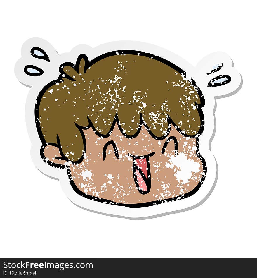 distressed sticker of a cartoon male face