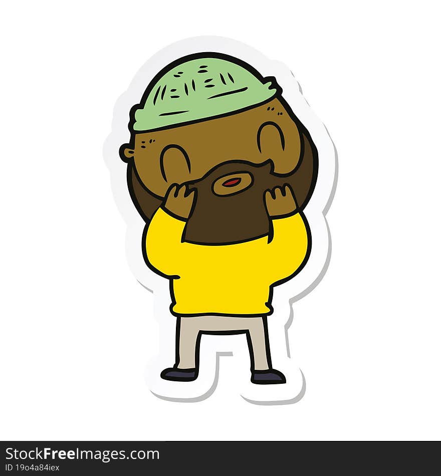 Sticker Of A Cartoon Bearded Man