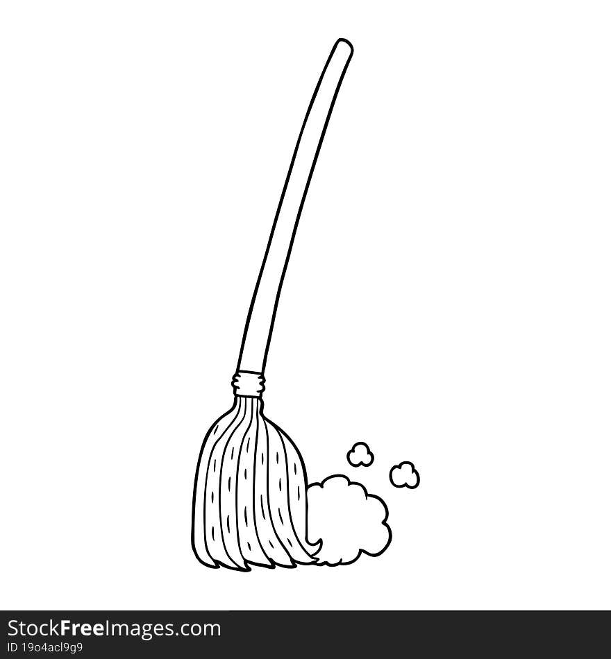 cartoon broom sweeping. cartoon broom sweeping