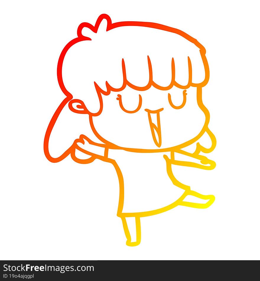 warm gradient line drawing of a cartoon woman laughing