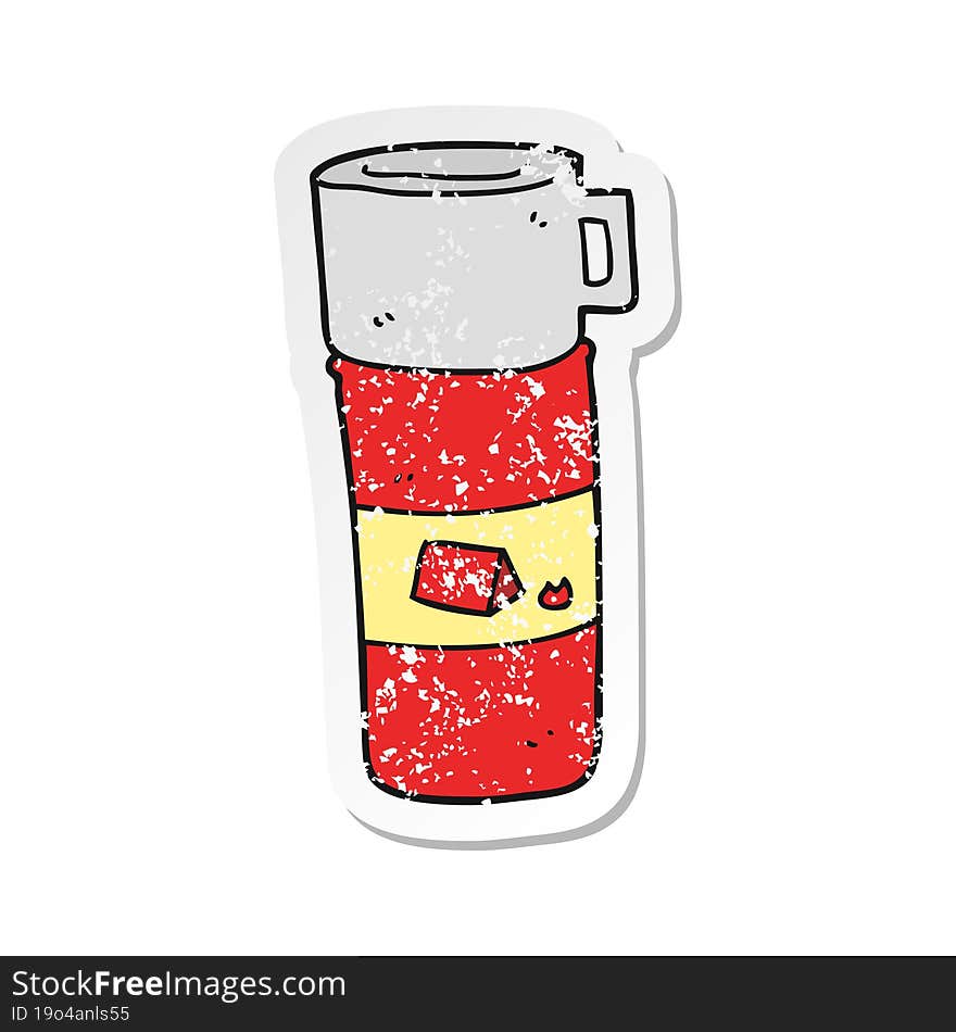 retro distressed sticker of a cartoon camping flask