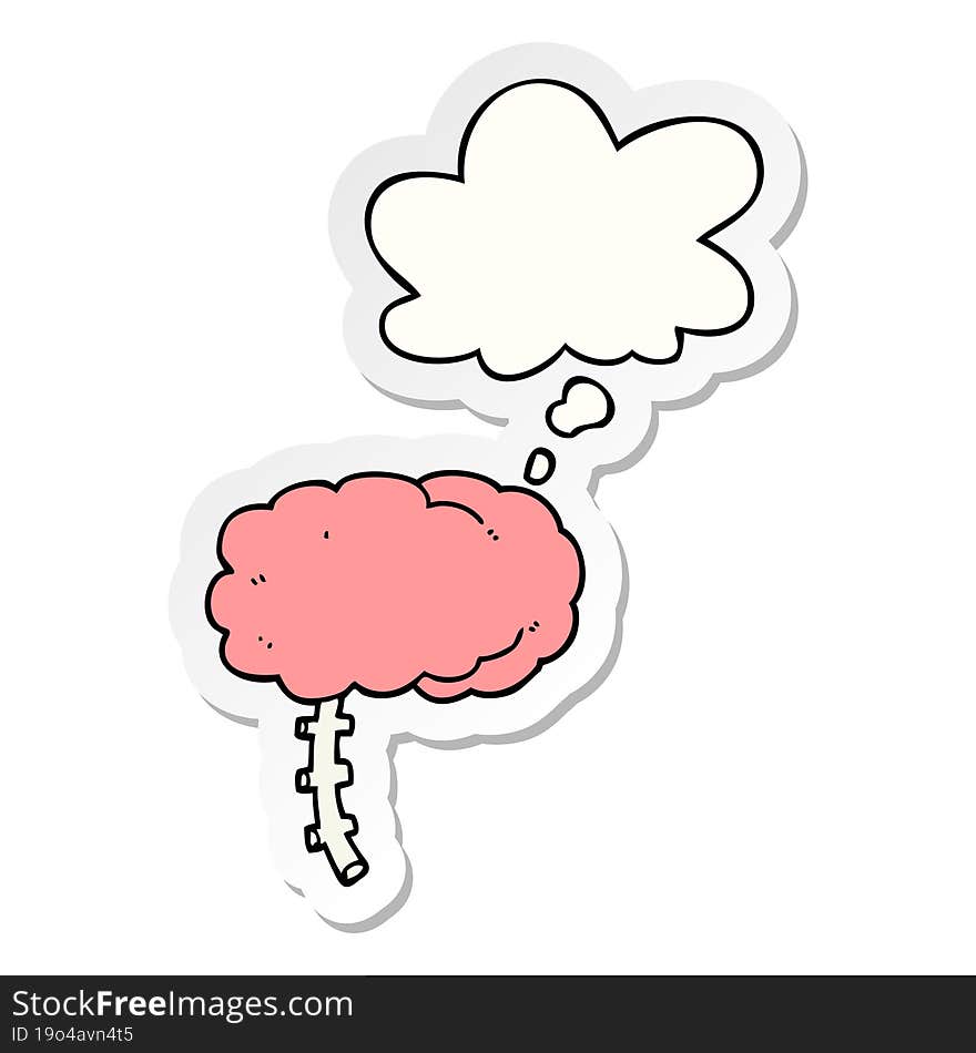 Cartoon Brain And Thought Bubble As A Printed Sticker