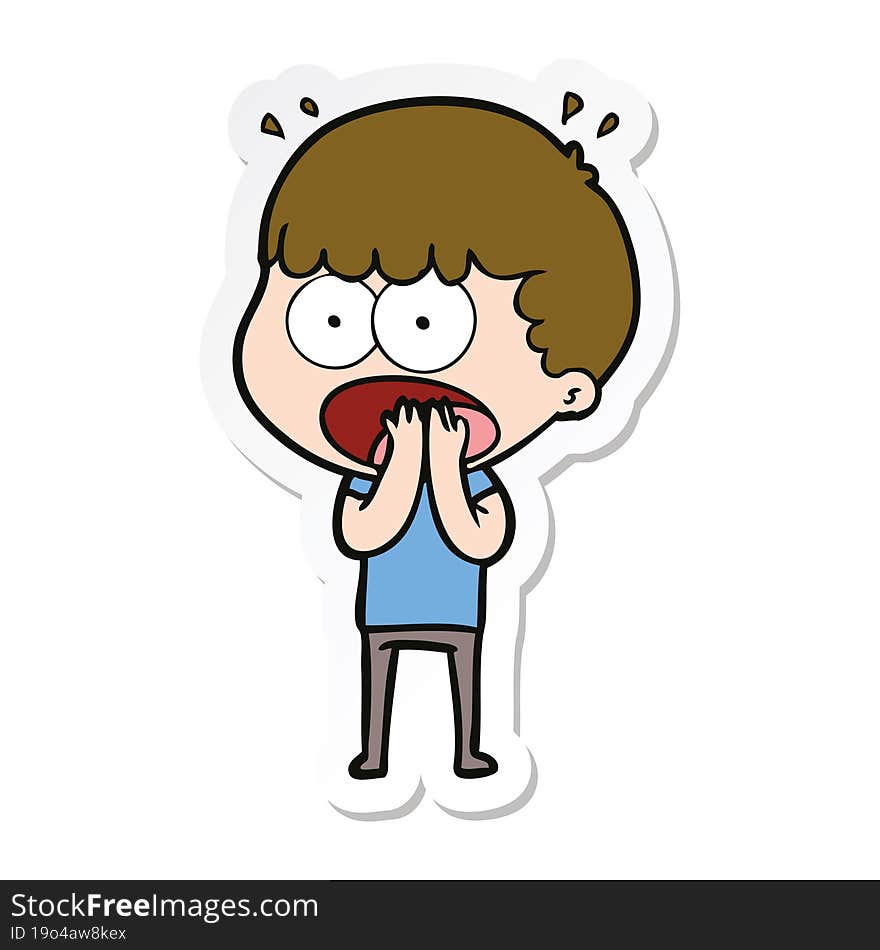 sticker of a cartoon shocked man