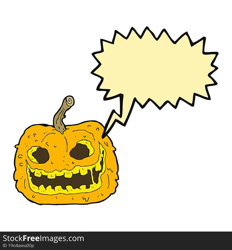 Cartoon Spooky Pumpkin With Speech Bubble