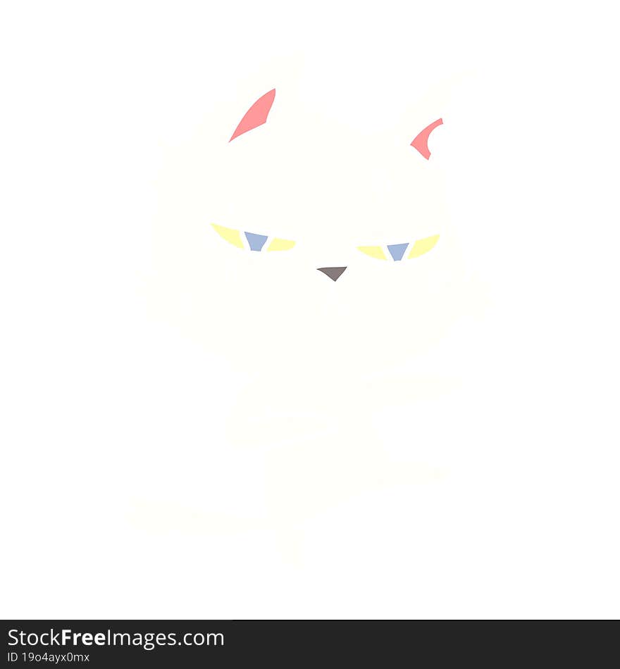 tough flat color style cartoon cat