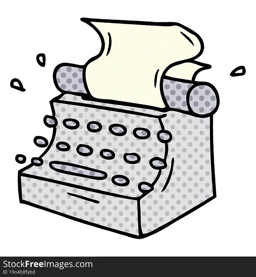 Cartoon Doodle Of Old School Typewriter