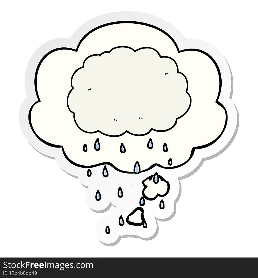 Cartoon Rain Cloud And Thought Bubble As A Printed Sticker