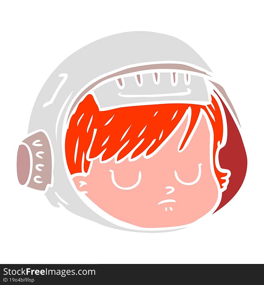 flat color style cartoon astronaut face