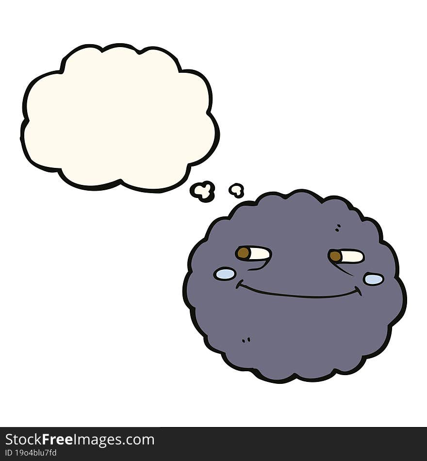 cartoon happy rain cloud with thought bubble