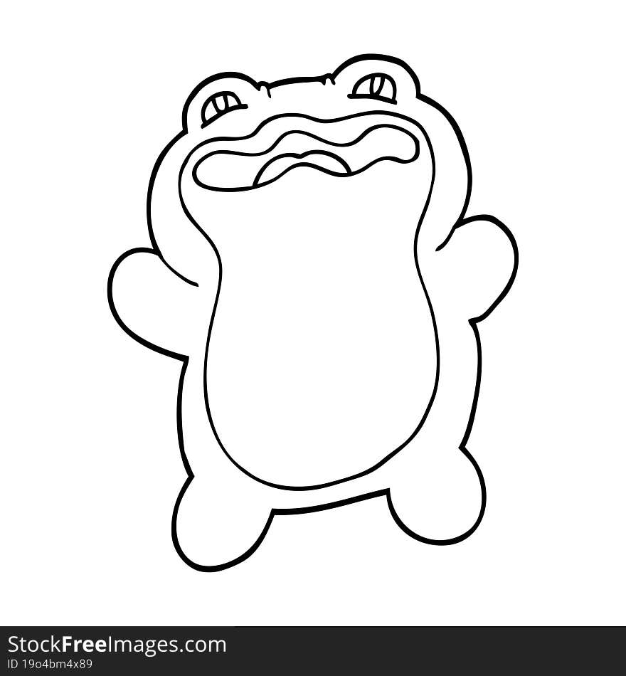 Funny Line Drawing Cartoon Frog