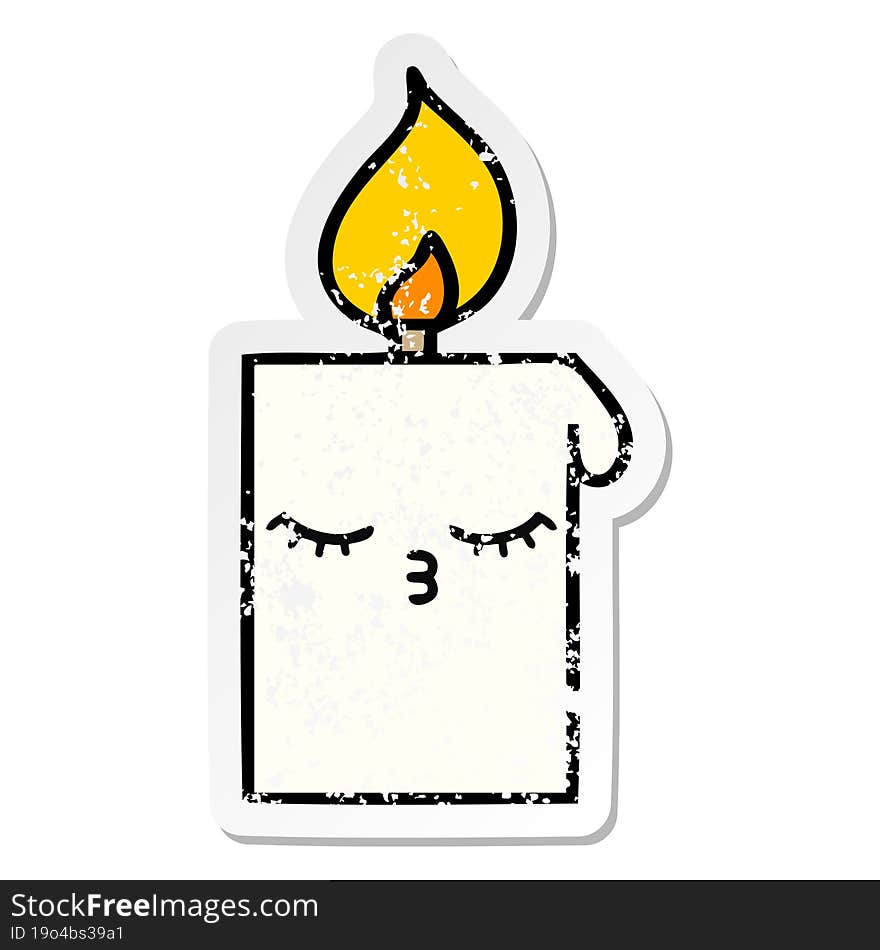 distressed sticker of a cute cartoon lit candle