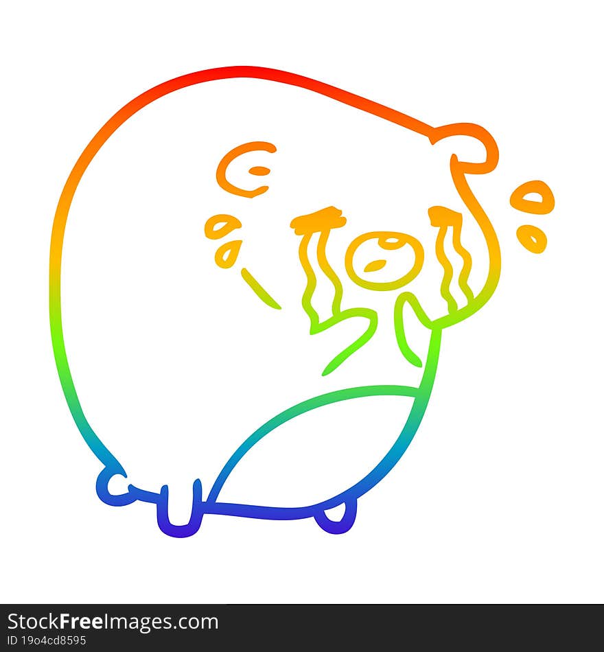 Rainbow Gradient Line Drawing Crying Bear