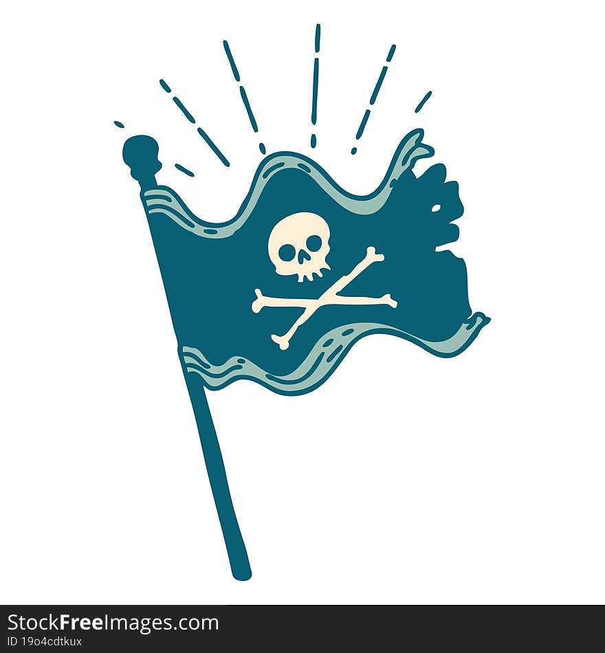 traditional tattoo style waving pirate flag