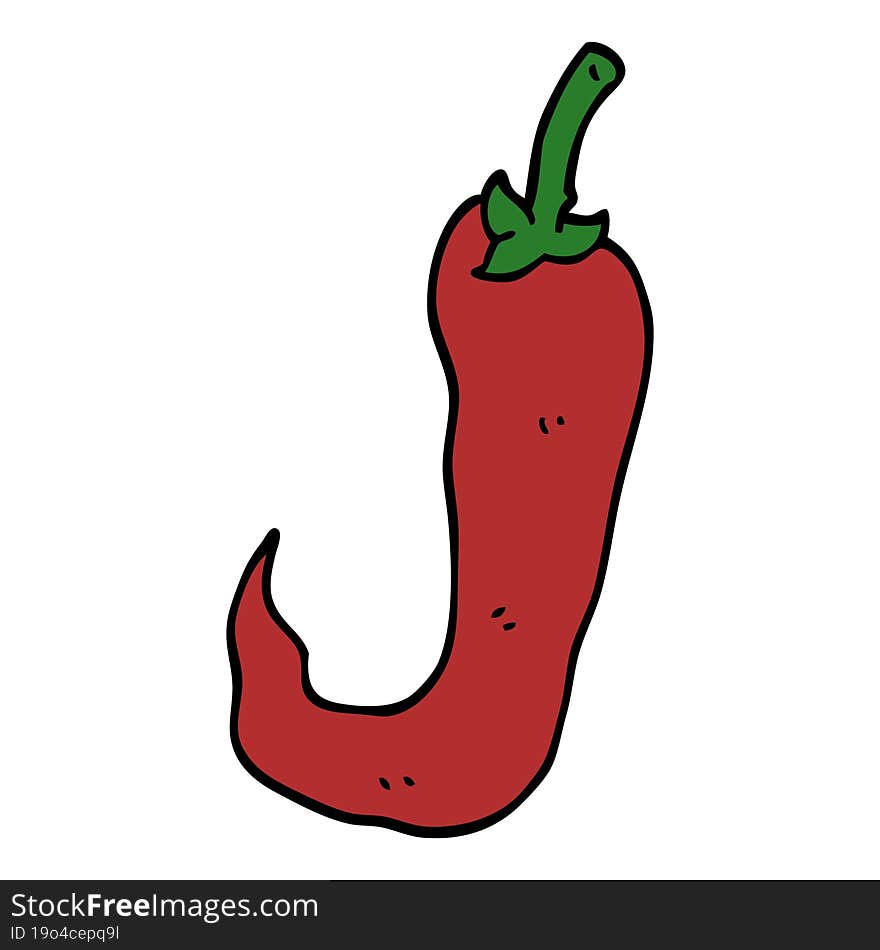 cartoon doodle red hot chilli pepper