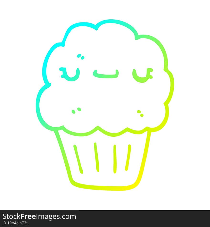 cold gradient line drawing of a cartoon muffin