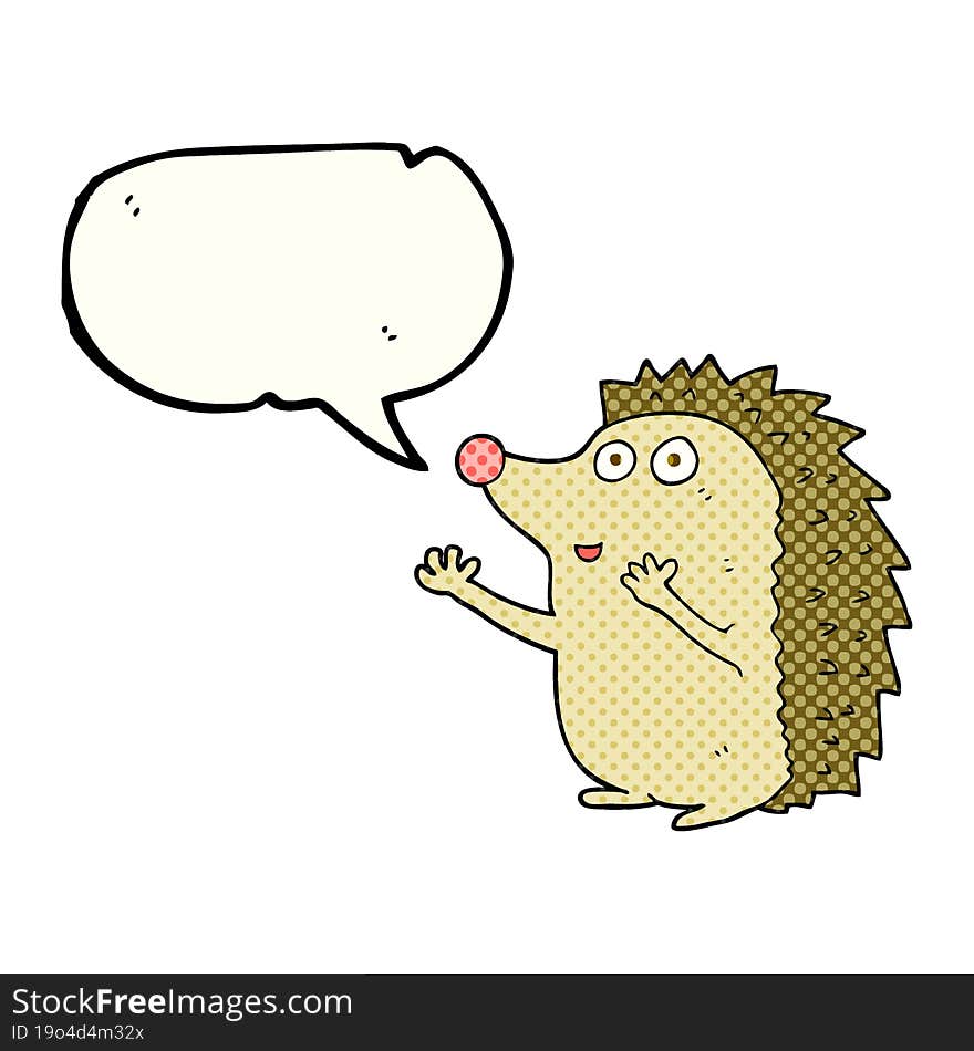 Comic Book Speech Bubble Cartoon Cute Hedgehog