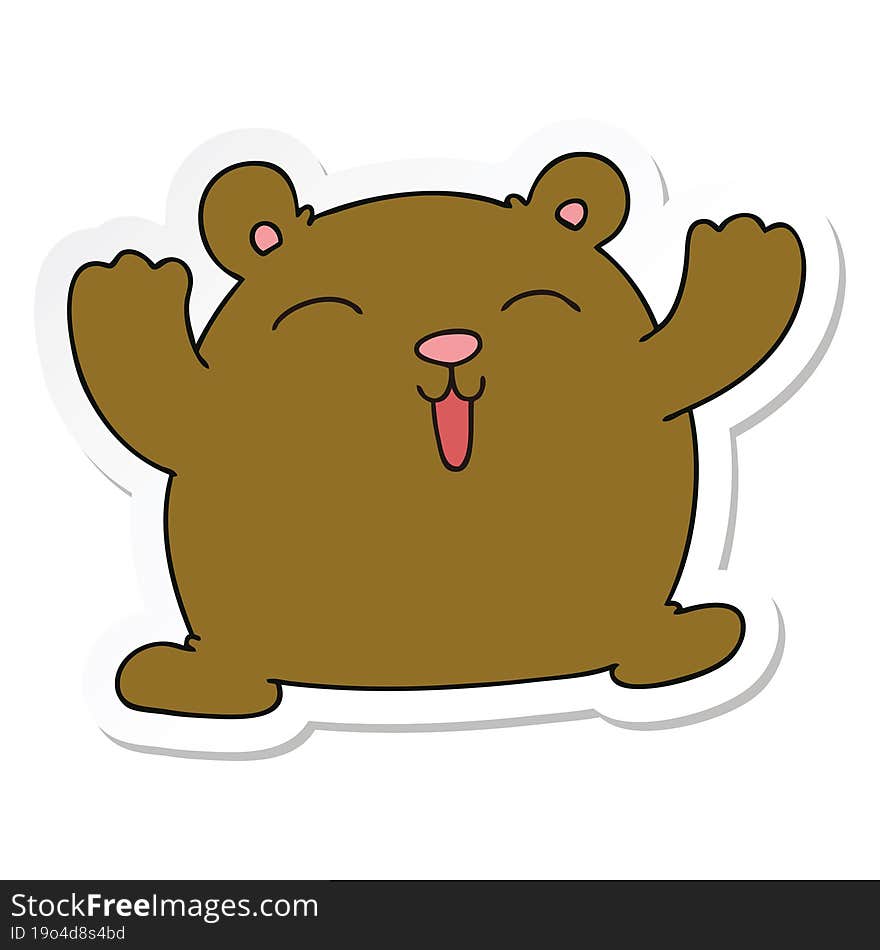 sticker of a quirky hand drawn cartoon funny bear