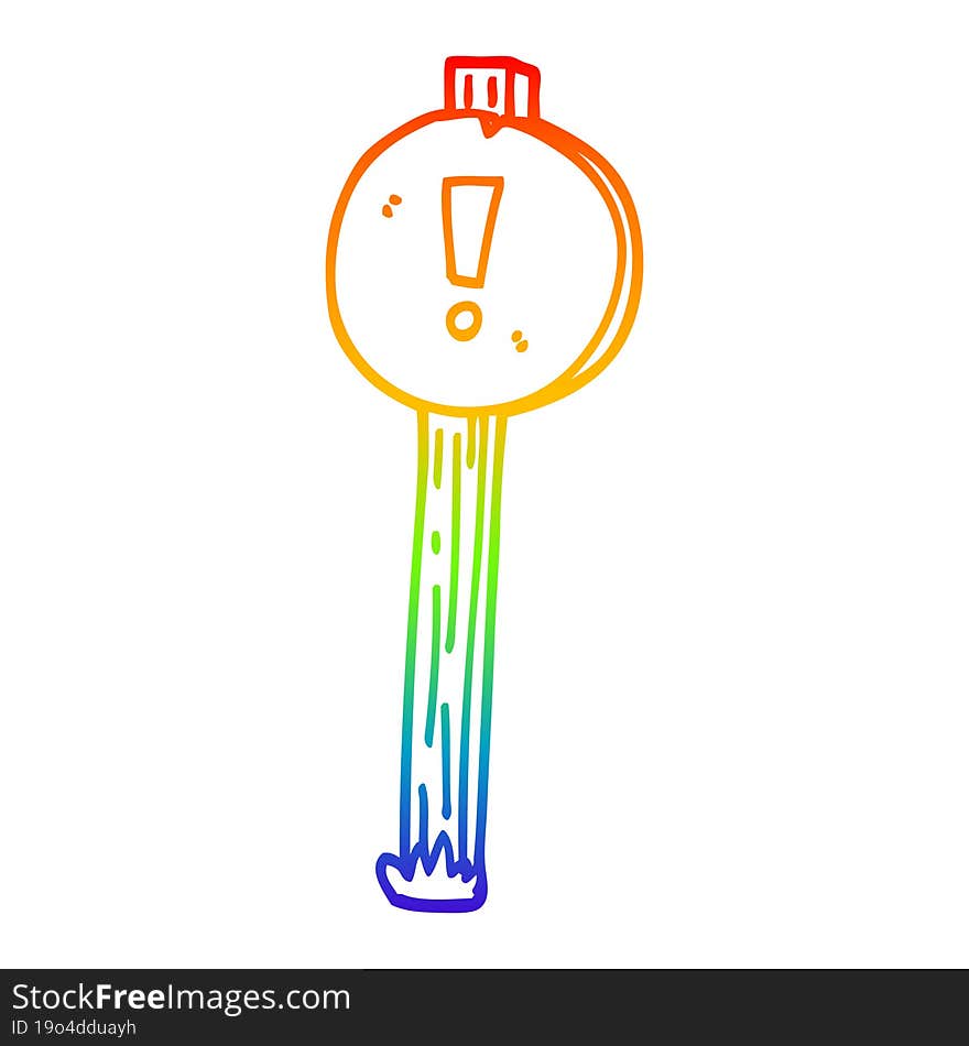 Rainbow Gradient Line Drawing Cartoon Road Sign