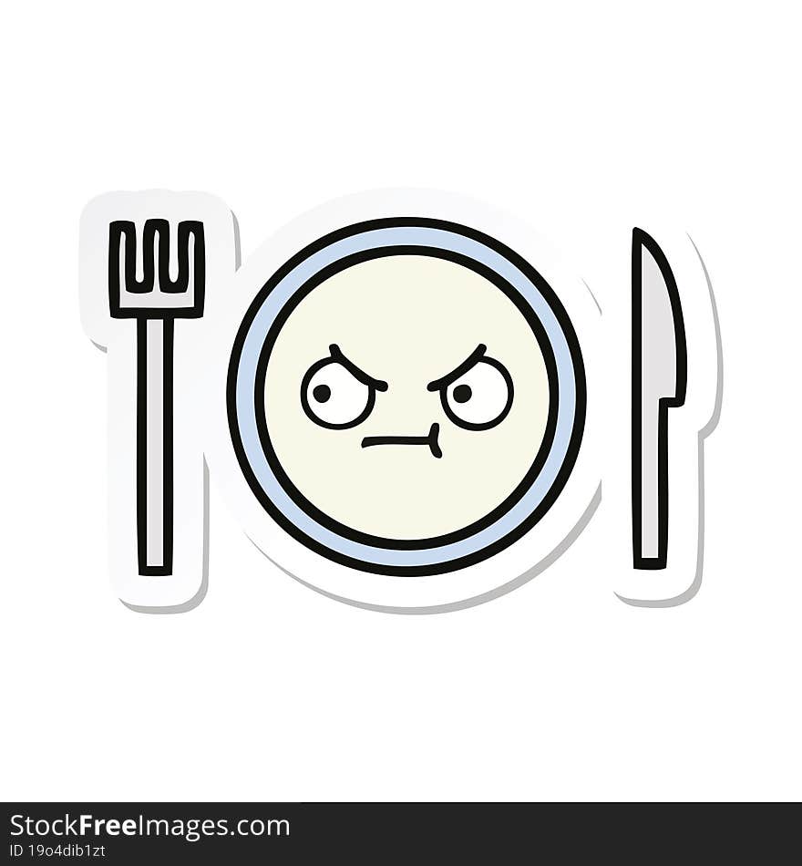 sticker of a cute cartoon dinner plate