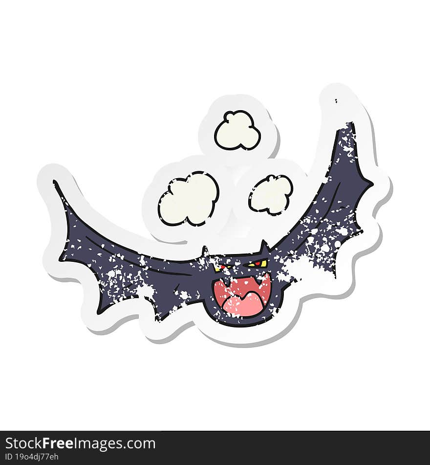 Retro Distressed Sticker Of A Cartoon Halloween Bat