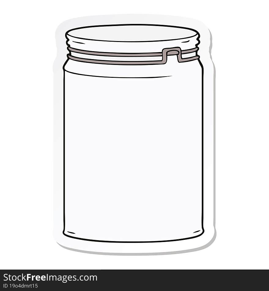 sticker of a cartoon empty glass jar