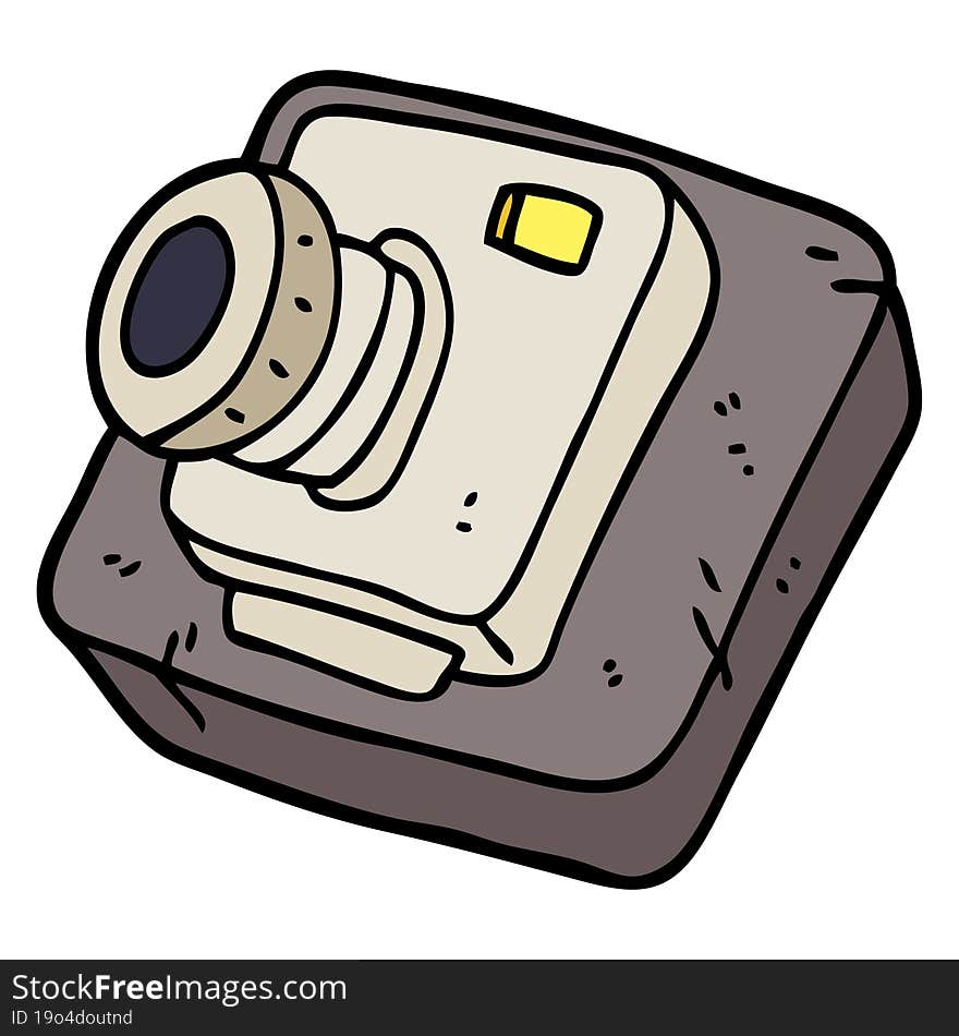 hand drawn doodle style cartoon old camera