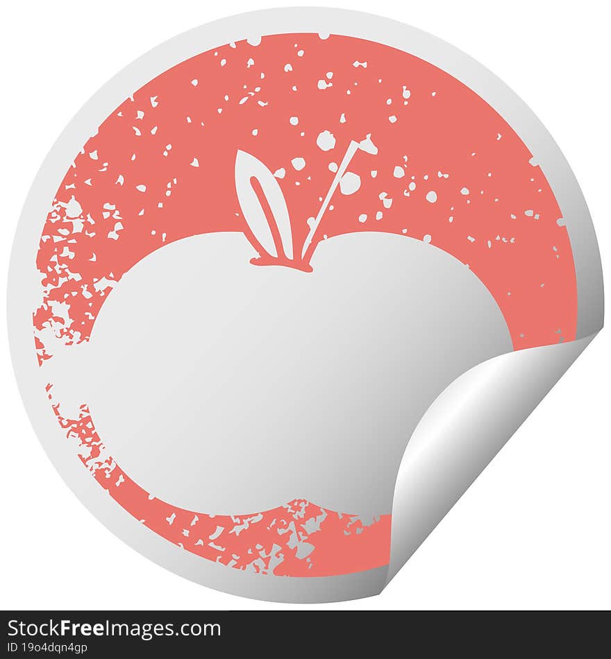 distressed circular peeling sticker symbol juicy apple