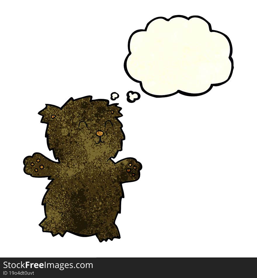 cartoon teddy bear with thought bubble