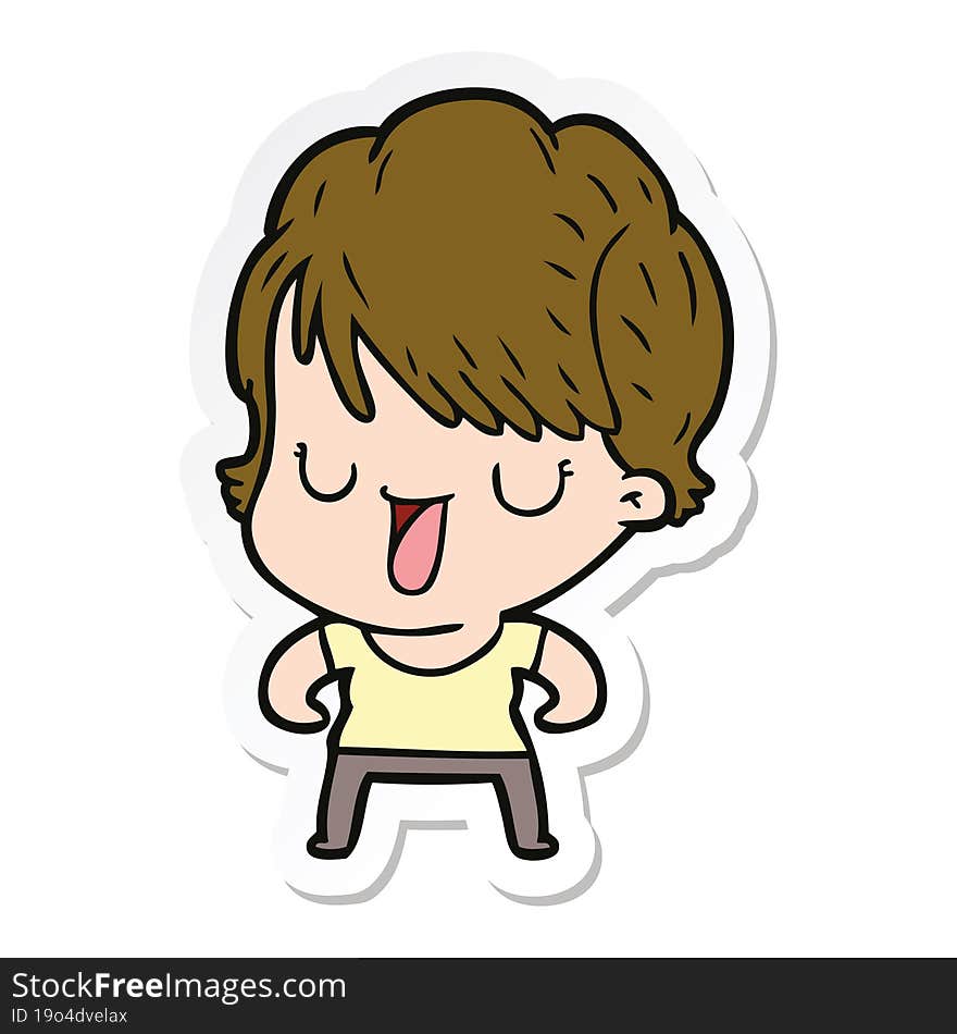 sticker of a cartoon woman talking