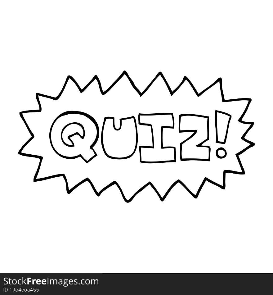 Line Drawing Cartoon Quiz Sign