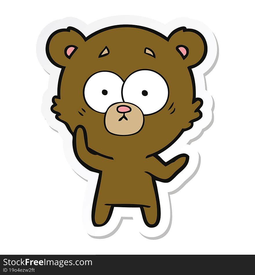 Sticker Of A Surprised Bear Cartoon