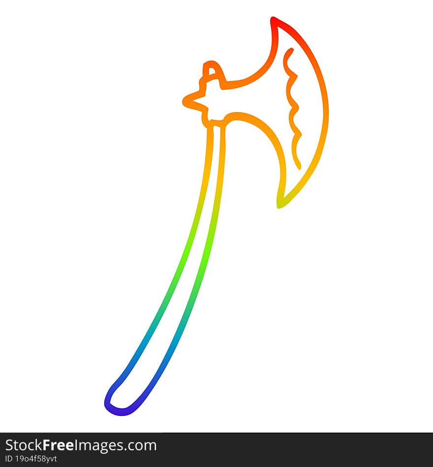 rainbow gradient line drawing cartoon axe