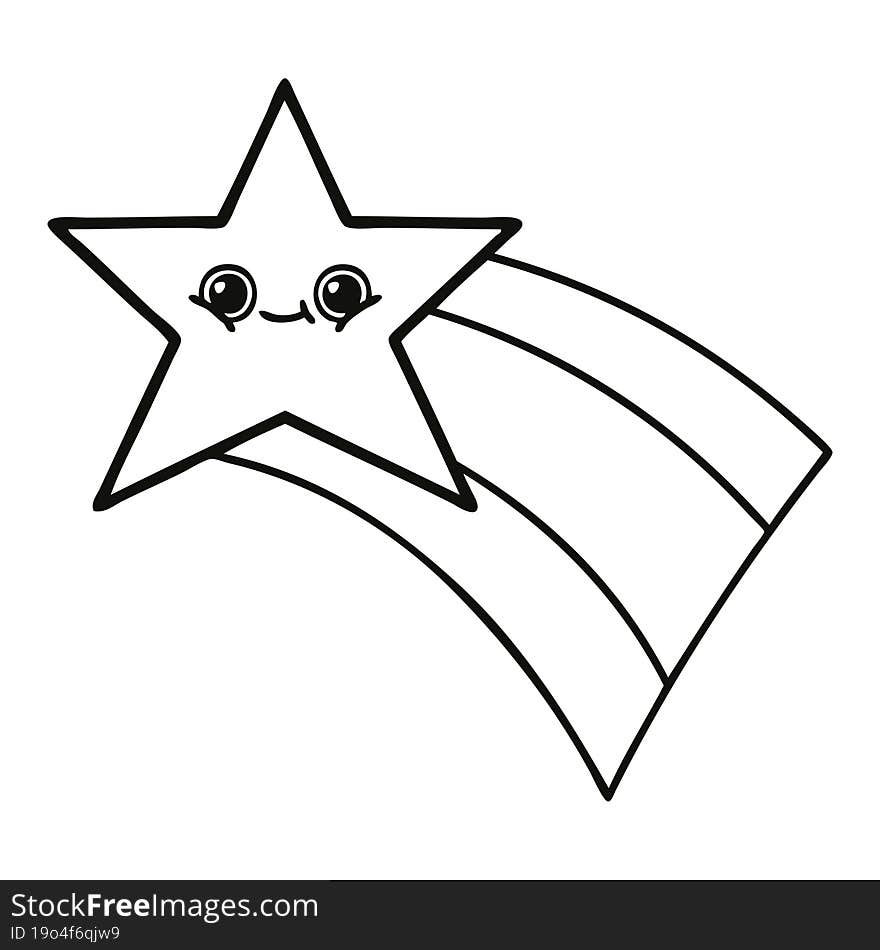 line drawing cartoon of a shooting rainbow star