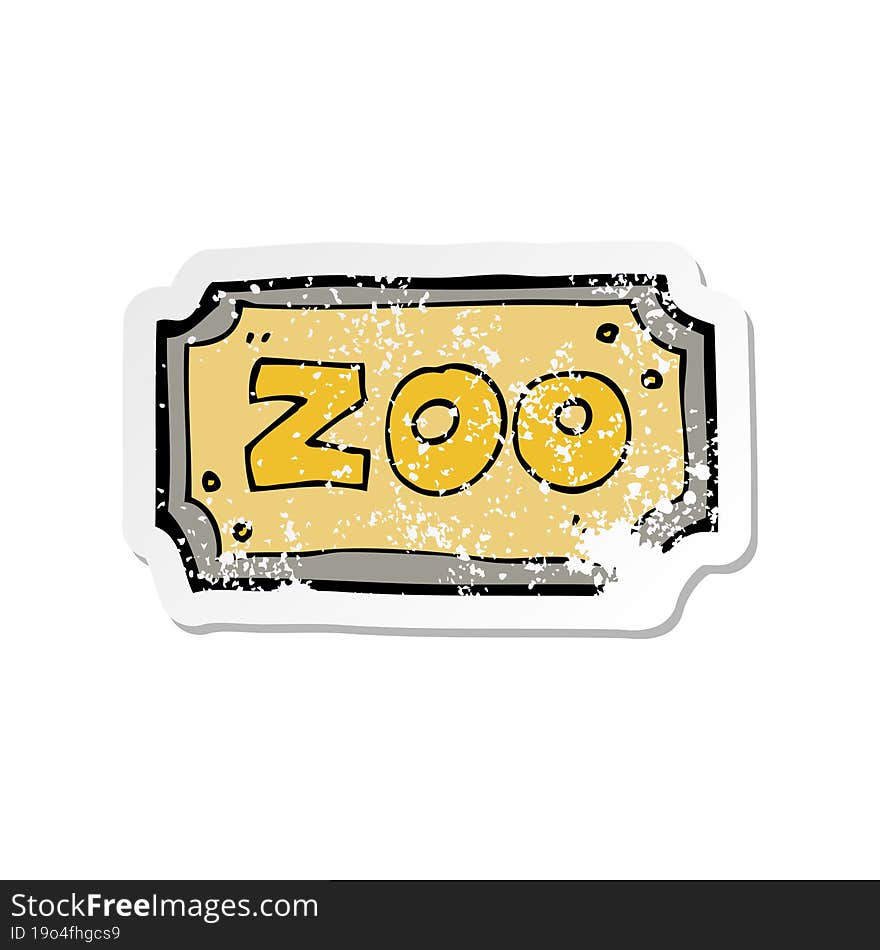 retro distressed sticker of a cartoon zoo sign