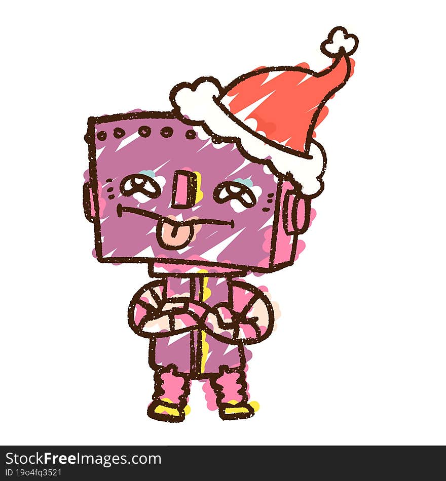 Festive Robot Chalk Drawing