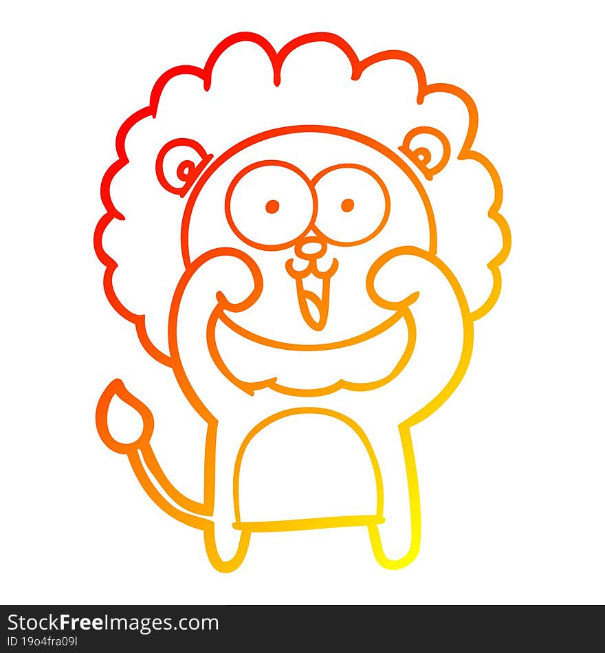 warm gradient line drawing happy cartoon lion