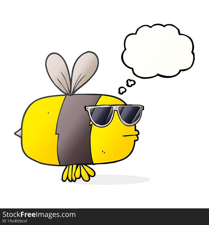 Thought Bubble Cartoon Bee Wearing Sunglasses