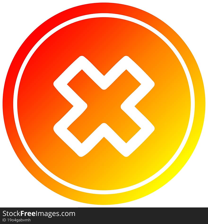 multiplication sign circular icon with warm gradient finish. multiplication sign circular icon with warm gradient finish