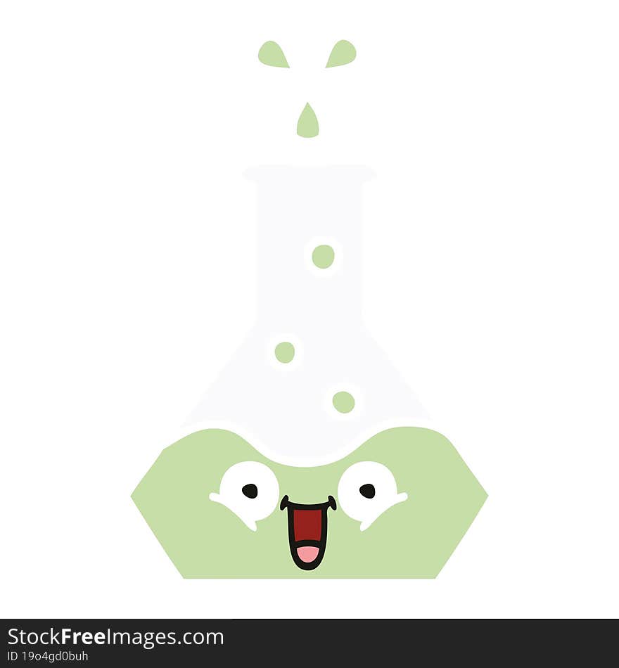 flat color retro cartoon science beaker