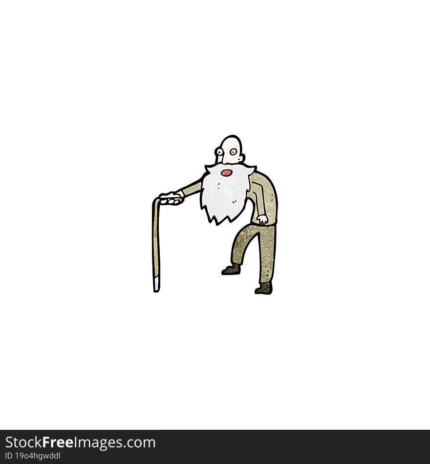 cartoon old man walking