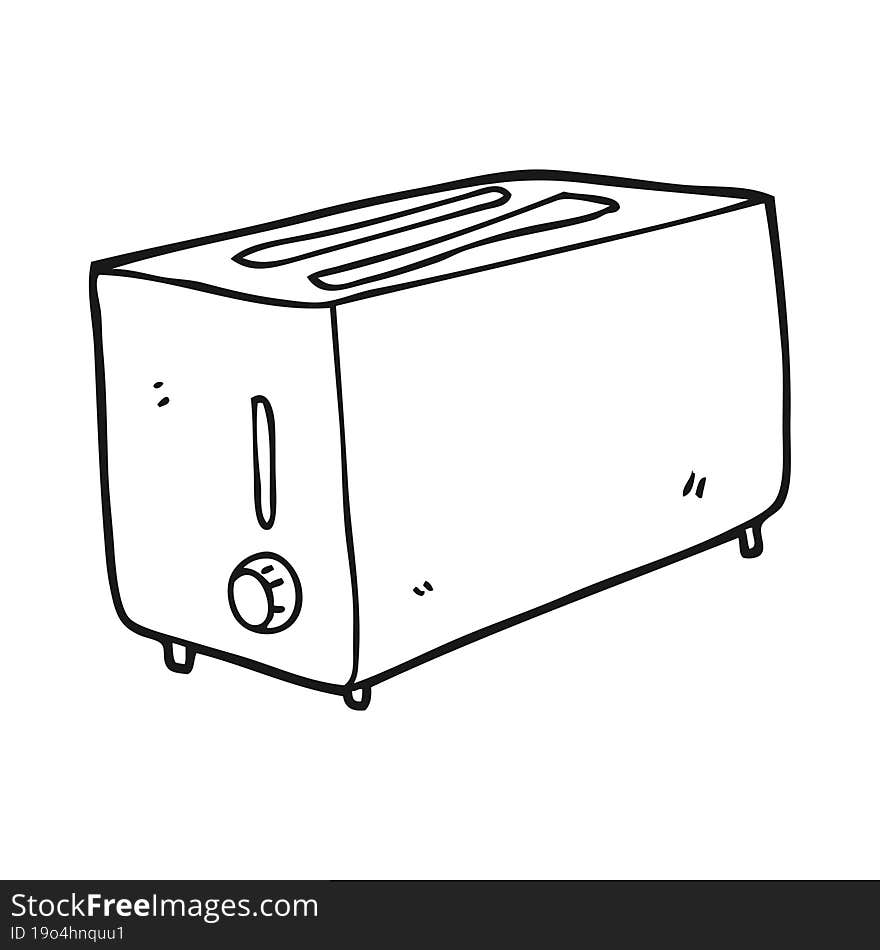 black and white cartoon toaster