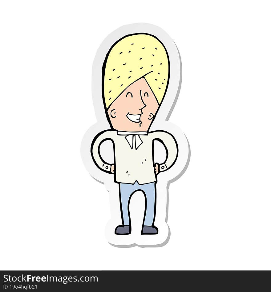 sticker of a cartoon happy man