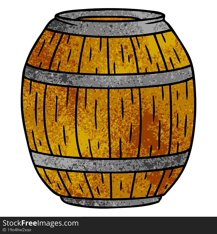 Textured Cartoon Doodle Of A Wooden Barrel