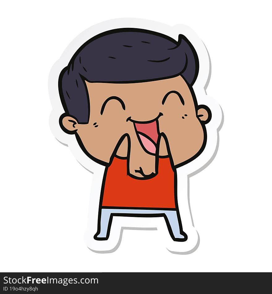 sticker of a cartoon man laughing