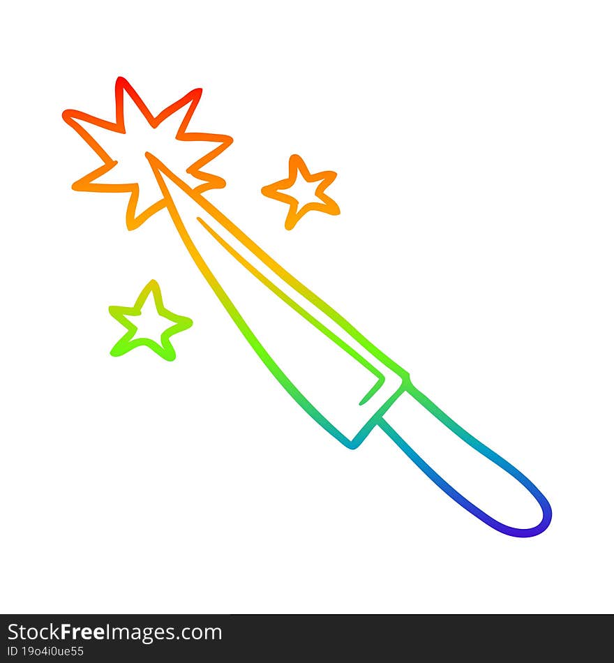 rainbow gradient line drawing sharp kitchen knife