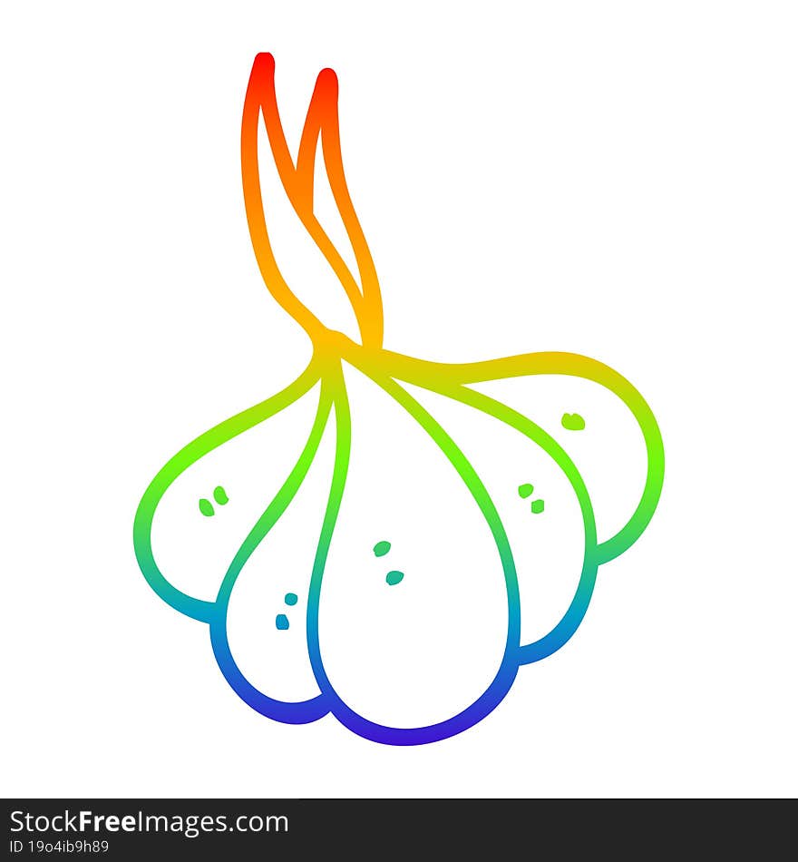 Rainbow Gradient Line Drawing Cartoon Sprouting Garlic