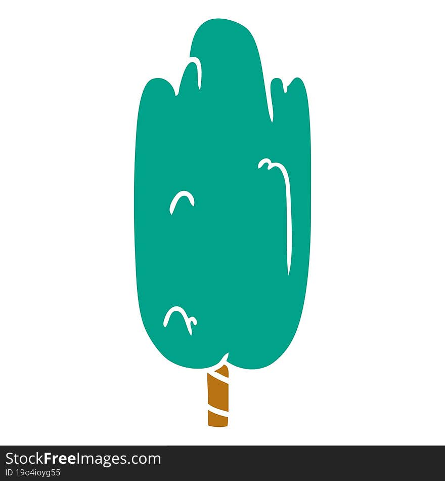 cartoon doodle single green tree