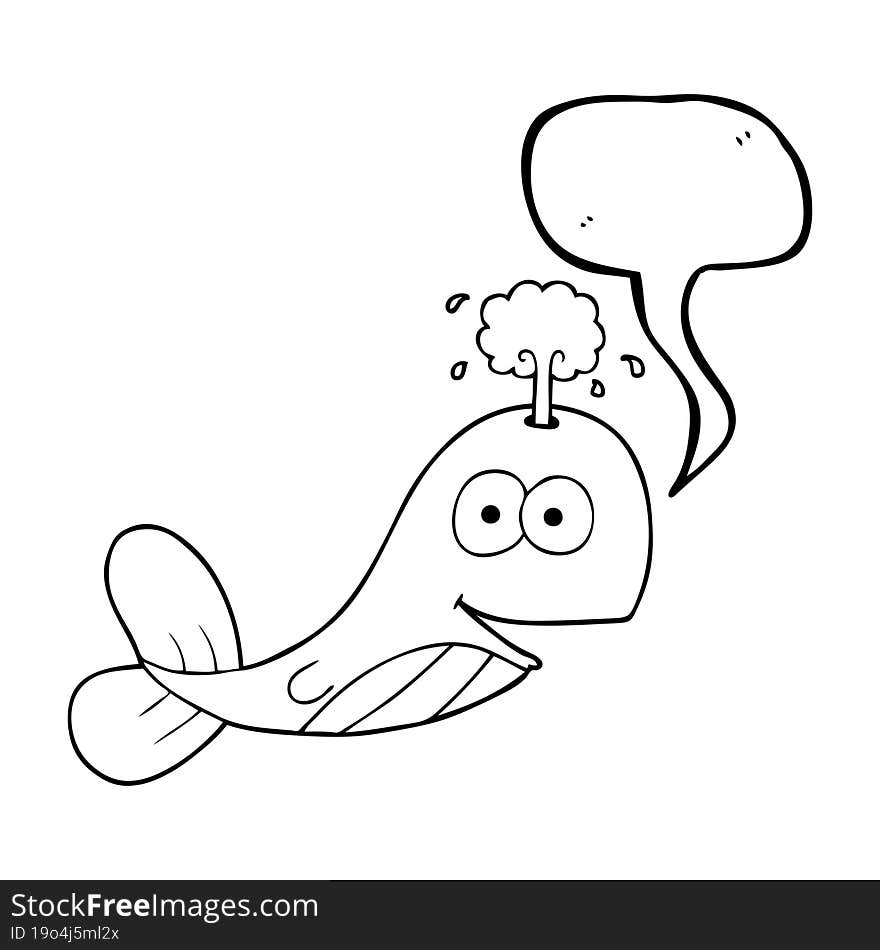 freehand drawn speech bubble cartoon whale